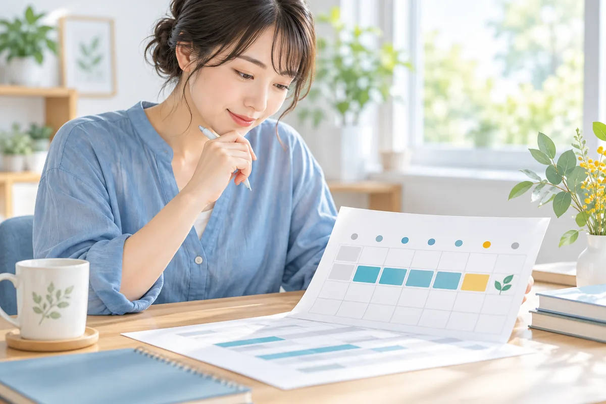 パート勤務のシフトと有給休暇の日数をカレンダーで確認する様子