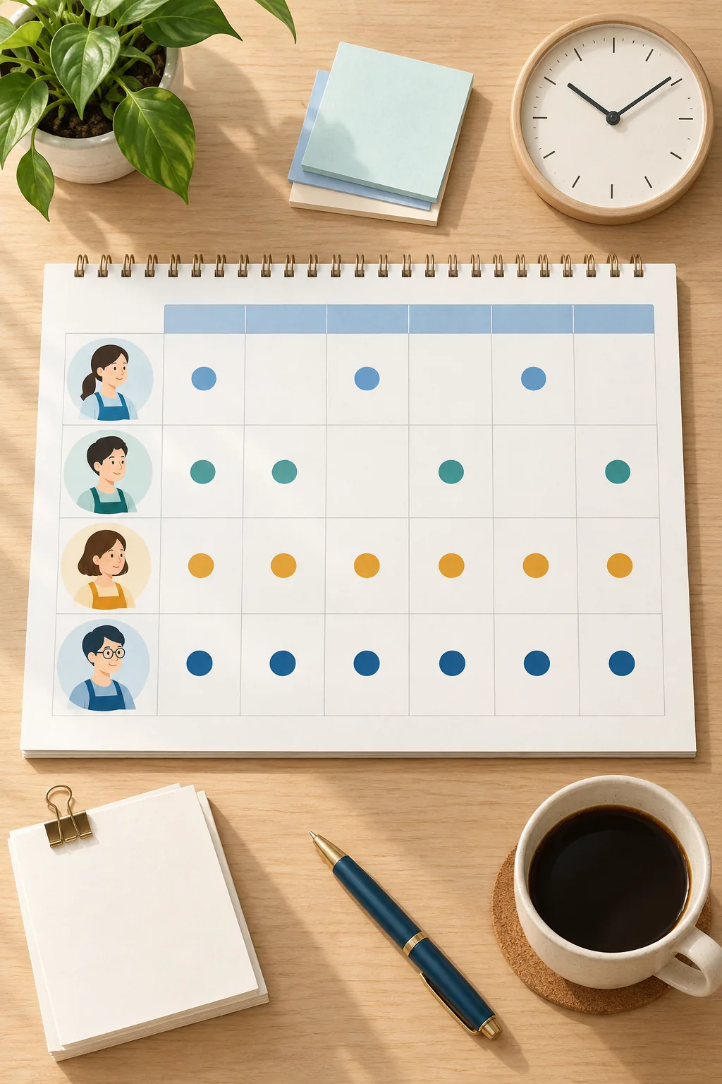 週の勤務日数ごとに異なる有給休暇の付与パターンを表したイメージ